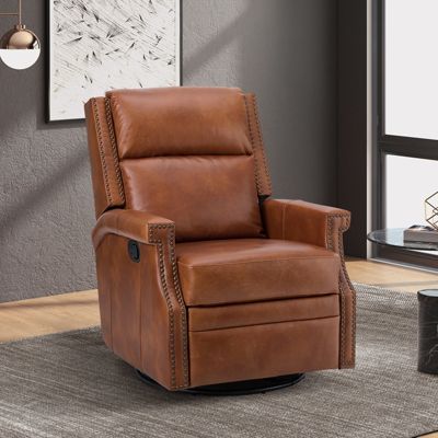Echidna Transitional Genuine Leather Swivel Rocker Recliner