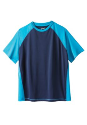 Big & Tall Cling-Free Raglan Short Sleeve Swim Shirt