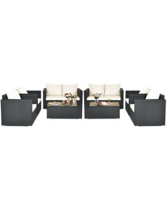 8PCS Patio Rattan Furniture Set White