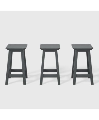 24" HDPE Outdoor Patio Counter High Backless Square Set of 3