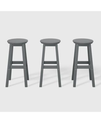 29" HDPE Outdoor Patio Round Bar Stool Set of 3