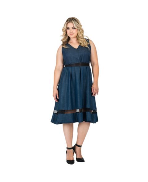 Женское платье Standards & Practices Plus Size Sleeveless A-Line Tencel Denim Dress, цвет: Dark Rinse