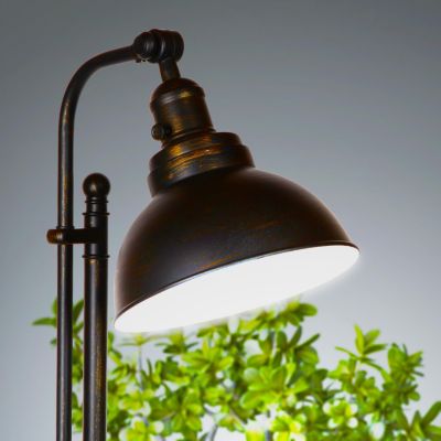 Dylan 65.5" LED Height-Adjustable Black Floor Lamp with Vintage Rust Finish