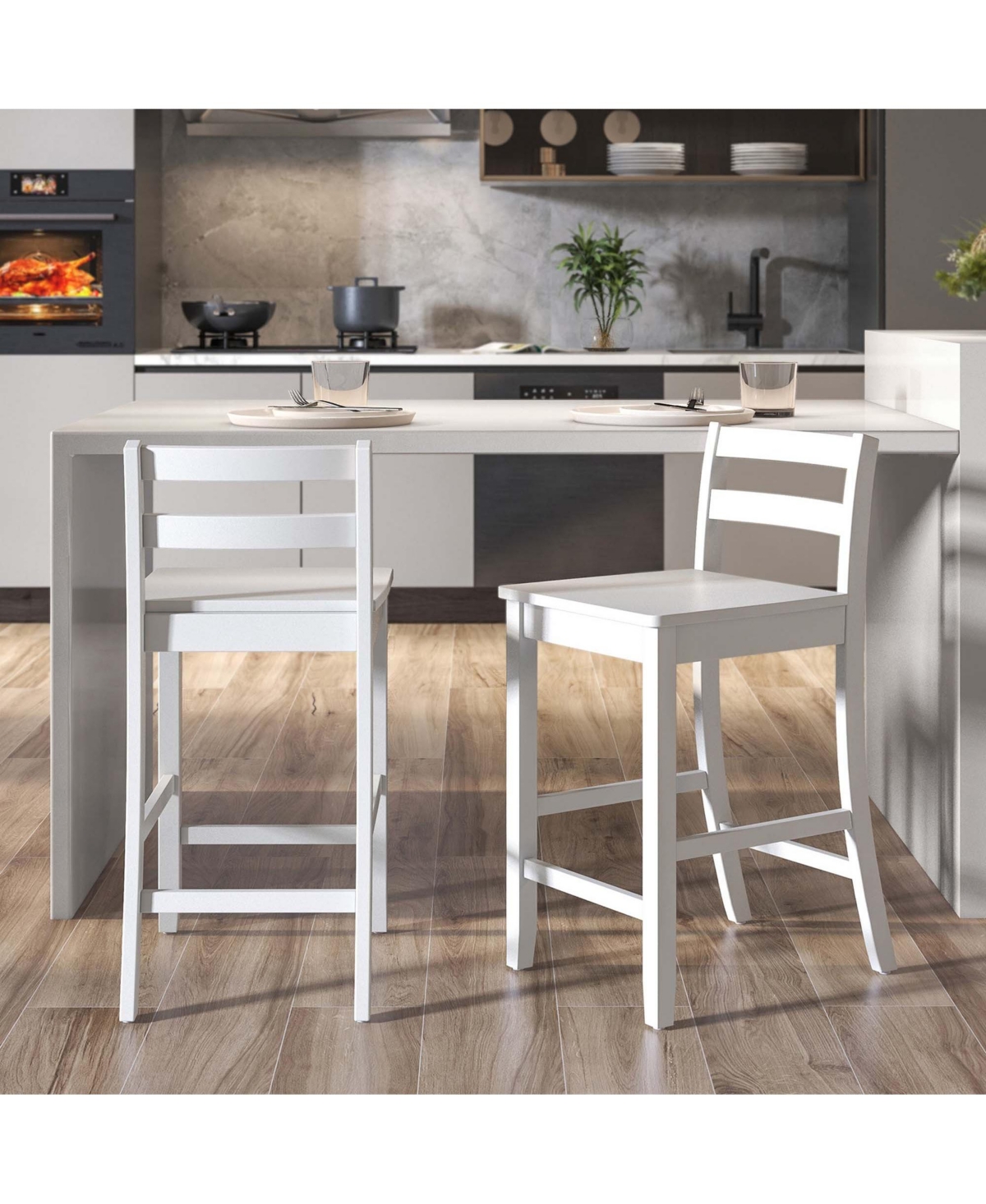 Costway 24-Inch Wooden Bar Stools Set of 4 with Ergonomic Backrest Counter Height Stools