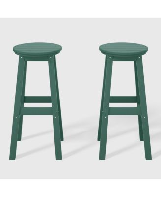 29" HDPE Outdoor Patio Round Bar Stool Set of 2