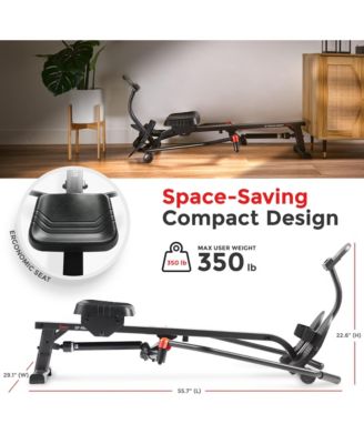 Compact Full Motion Rowing Machine, Full-Body Workout, Low-Impact, Extra-Long Rail, 350 LB Weight Capacity and FREE SunnyFit App via Bluetooth - SF-RW5639SMART