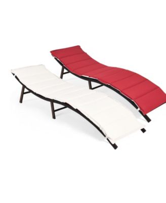 2Pcs Folding Patio Lounger Chair