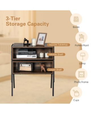 2 Pieces Stackable Night Stand Bedside End Table Set