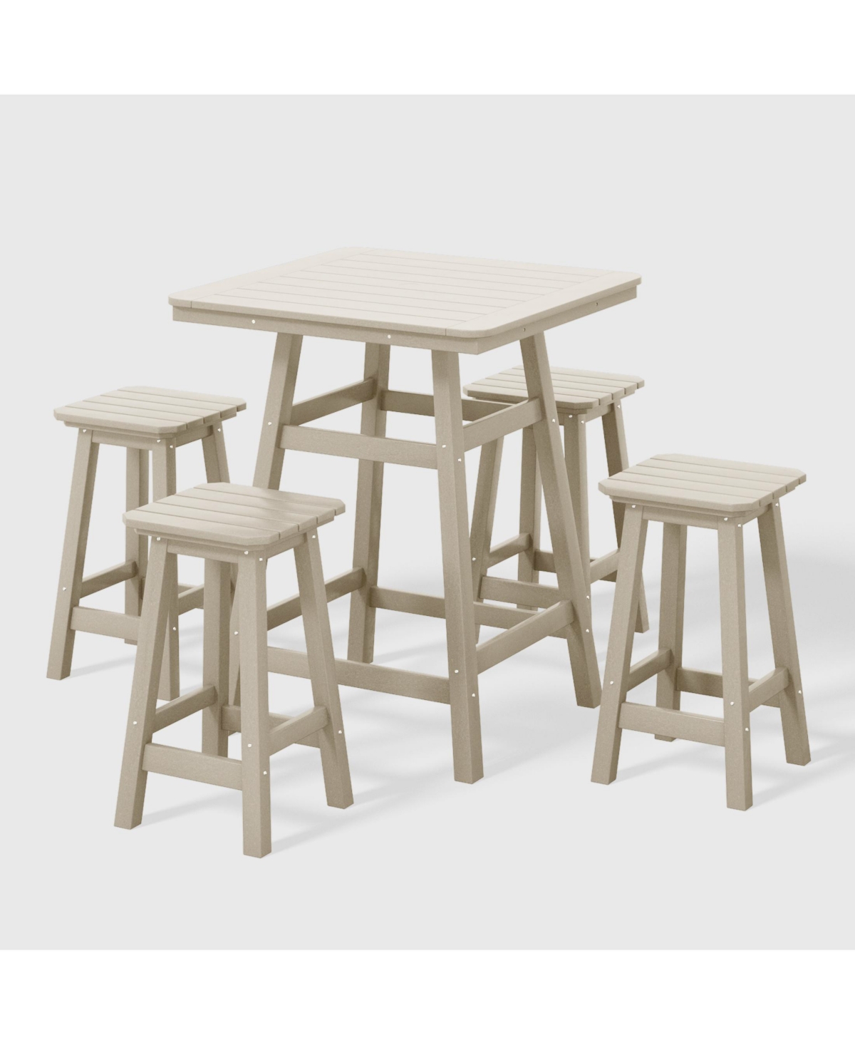WestinTrends 5-Piece Hdpe Outdoor Patio Dining Bar Bistro Table Set with Counter High Stools