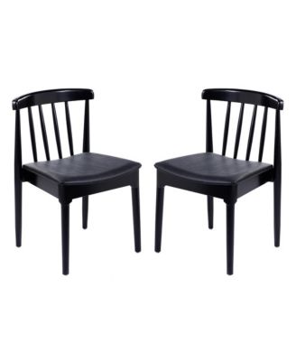 Charlize Set Of 2 Solid Wood Dining Chairs With Spindle Backrests And Vinyl Seats
