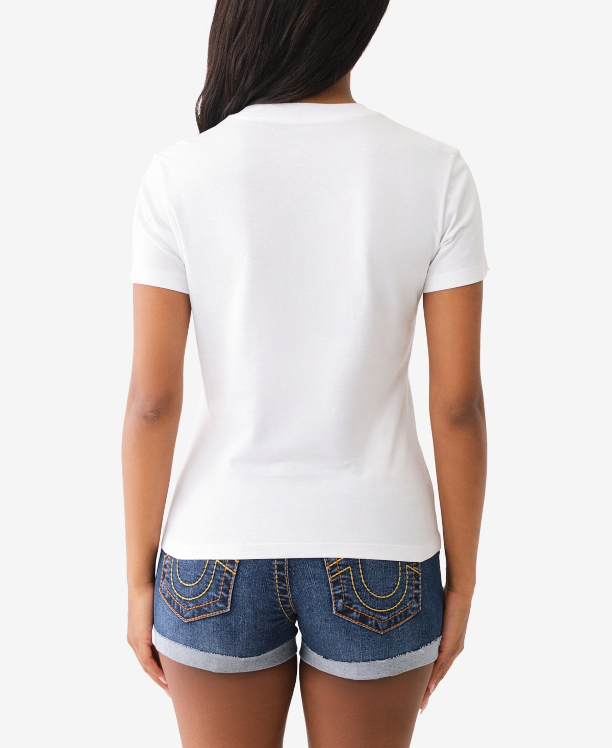 Shop True Religion Women's Short Sleeve Multi Stitch Horseshoe Crew Tee In White
