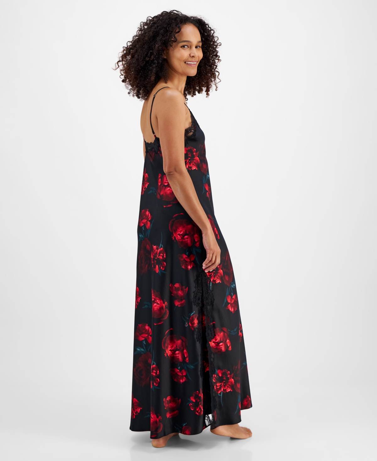 I.n.c. International Concepts Women's Floral Satin Nightgown, Created for Macy's