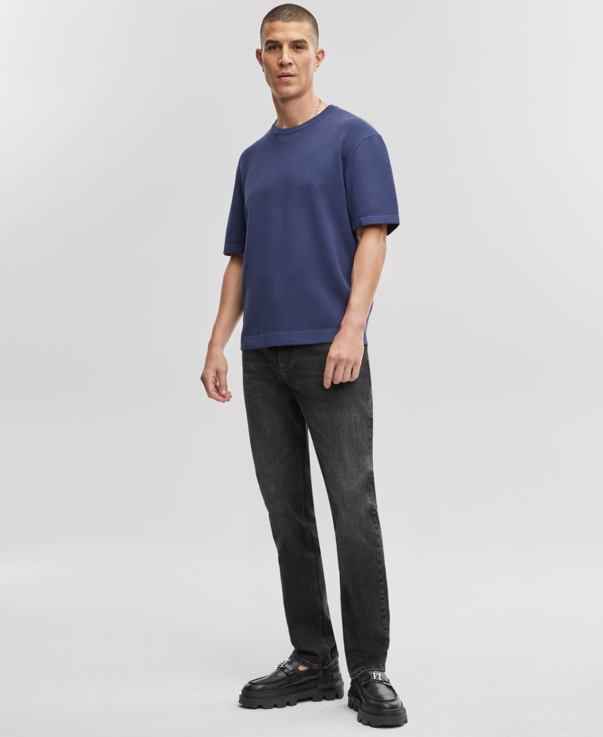 Men's Relaxed-Fit Short-Sleeve Crewneck Sweater, Created for Macy's - Caspian Waters