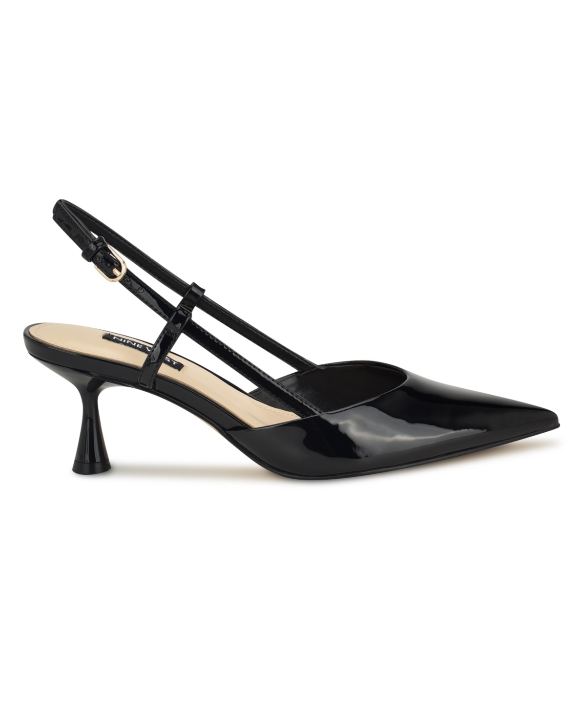 Shop Nine West Women's Rhonda Tapered Heel Slingback Pumps In Black Patent