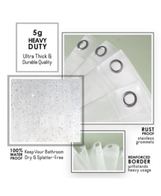 Heavy Duty 5G Thick, Soap & Scum Resistant Shower Curtain Liner, 72” L x 72” W