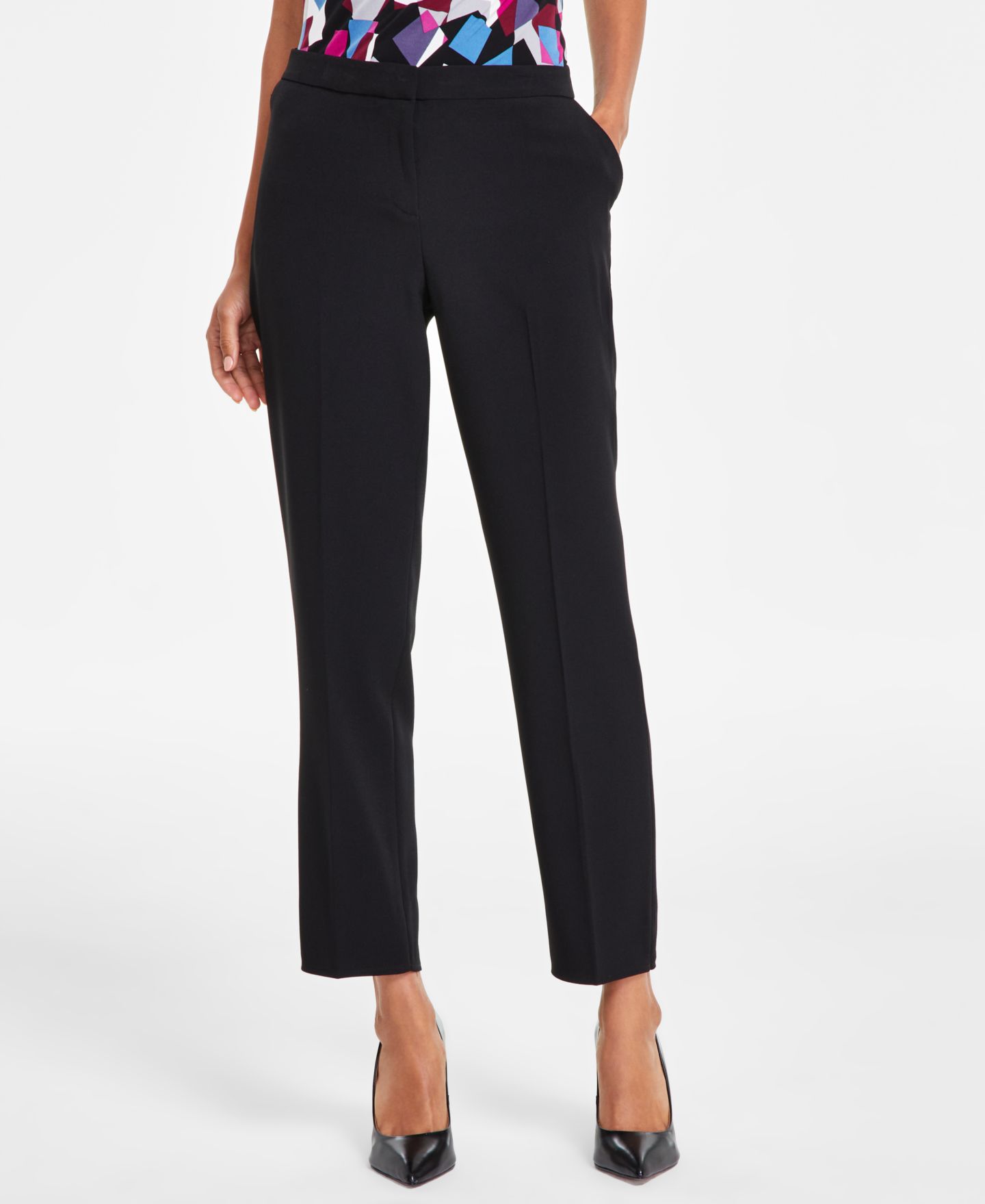 Женские брюки Kasper Lily Straight Ankle Pant, Petite, цвет: Чёрный — фото 5