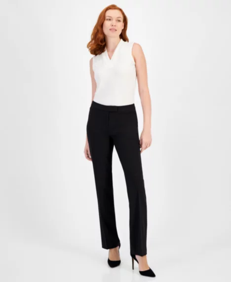 Petite Sabre Stretch Fly Flare-Leg Pants - Anne Black