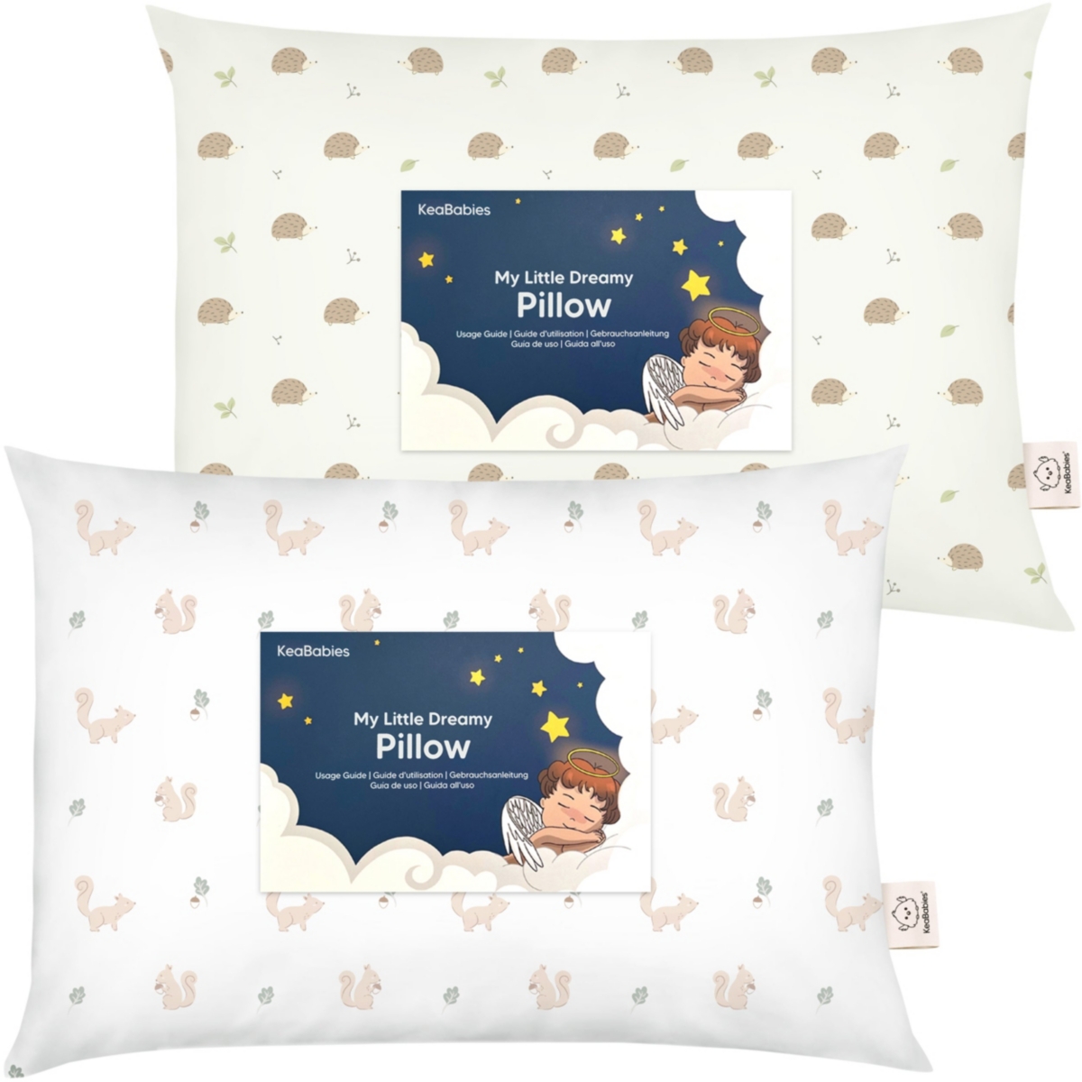 KeaBabies 2pk Toddler Pillow, Soft Organic Cotton Toddler Pillows for Sleeping, 13X18 Kids Pillow -bruce