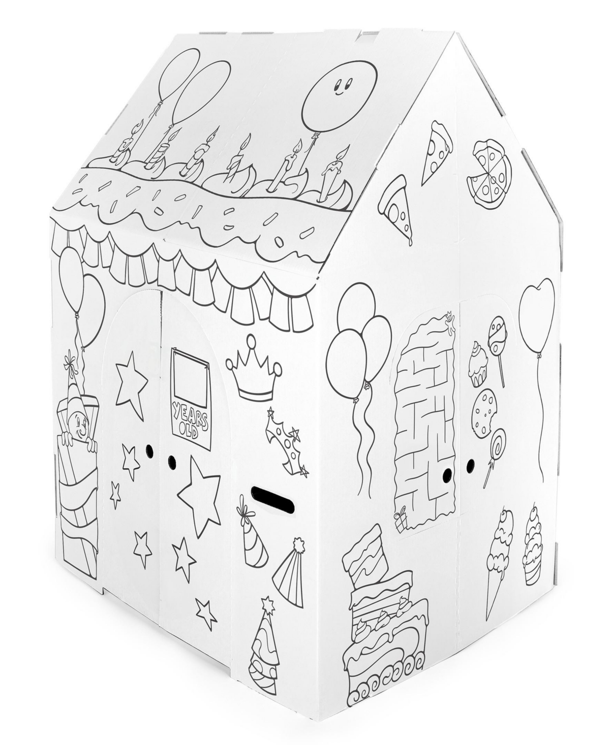 Easy Playhouse Birthday Cardboard Craft Fort In Multi