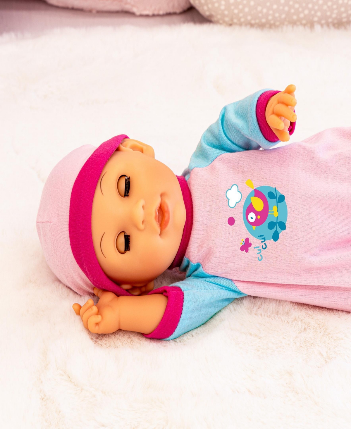 BAYER DESIGN BIRD PINK BOUNCY BABY DOLL 