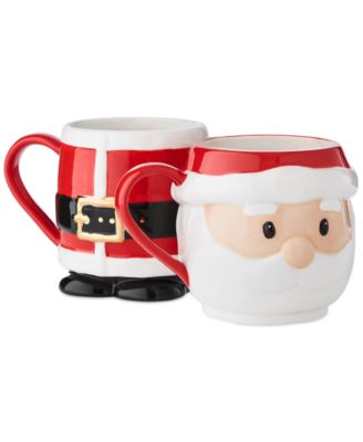 Holiday Lane - Caucasian Santa Set of 2 Stackable Mugs