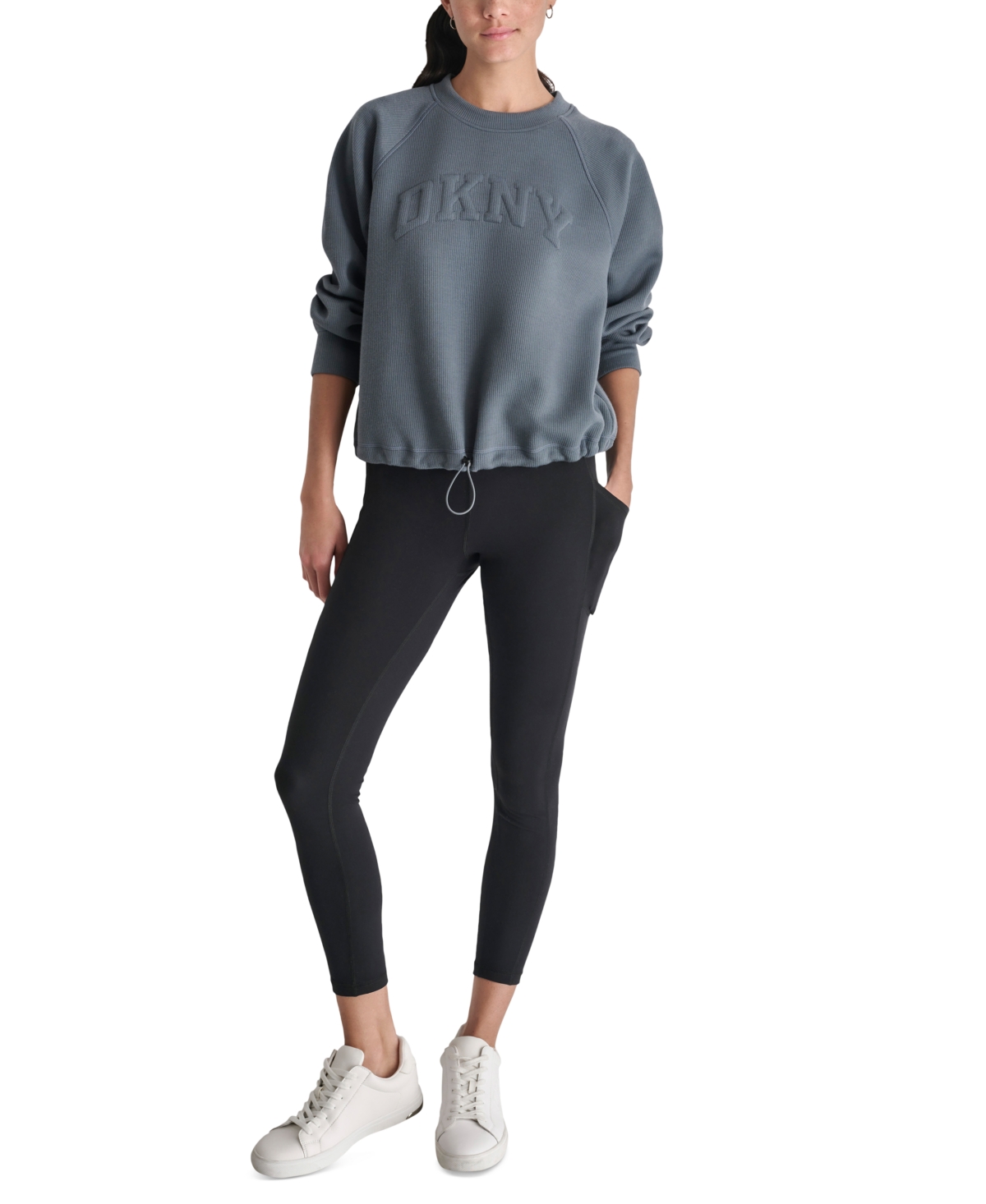 Dkny Sport Women's Varsity Puffed Logo Drawcord Sweatshirt