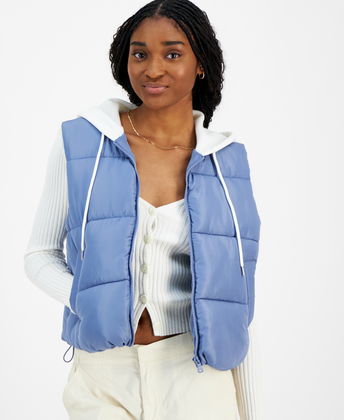 Madden Girl Juniors' Hoodie Puffer Vest