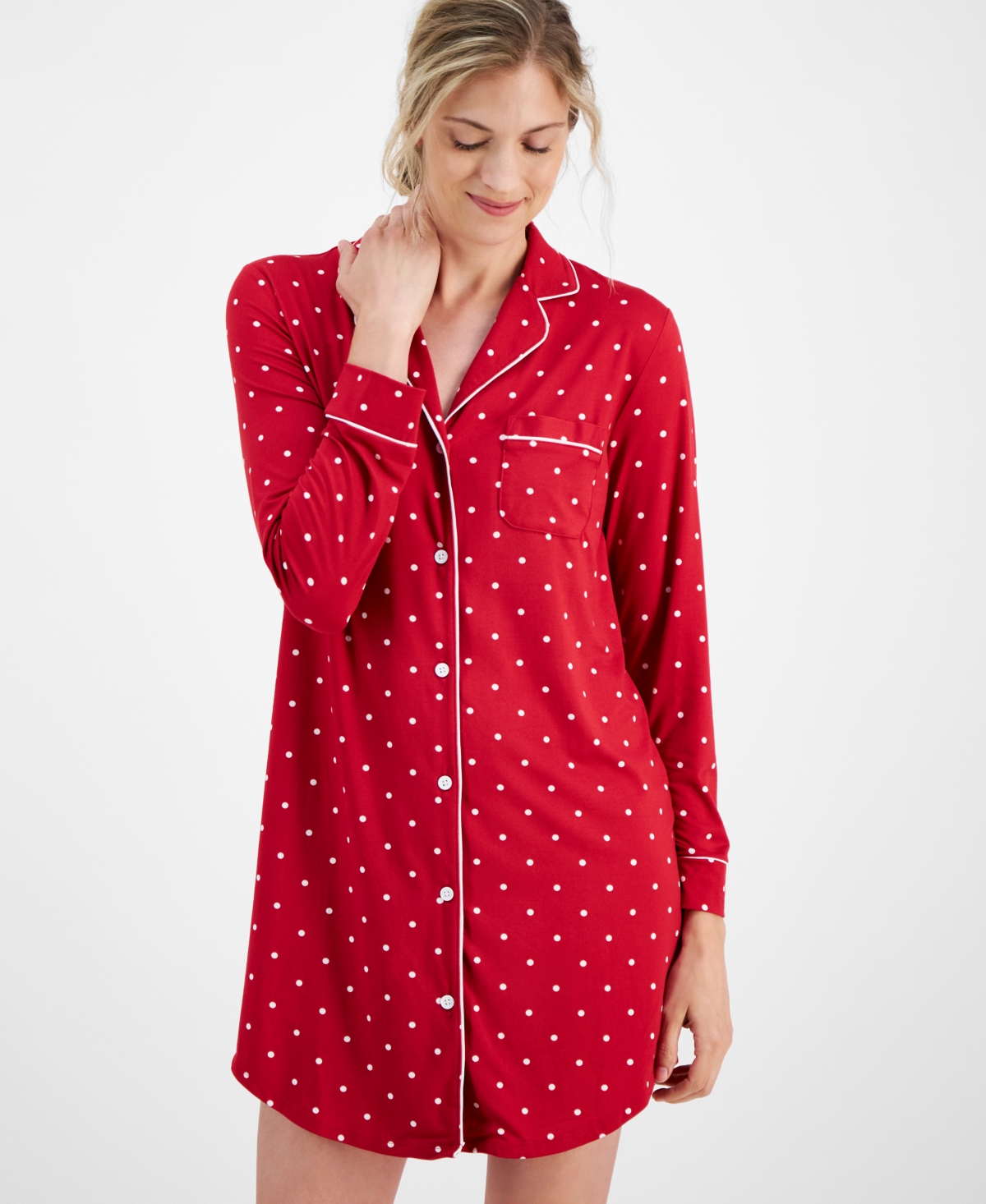 Charter Club Women's Notched-Collar Sleepshirt, Created for Macy's