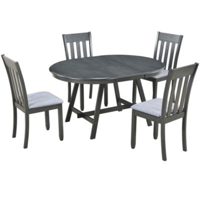 Streamdale Gray 5-Piece Round Dining Table Set with 4 Chairs