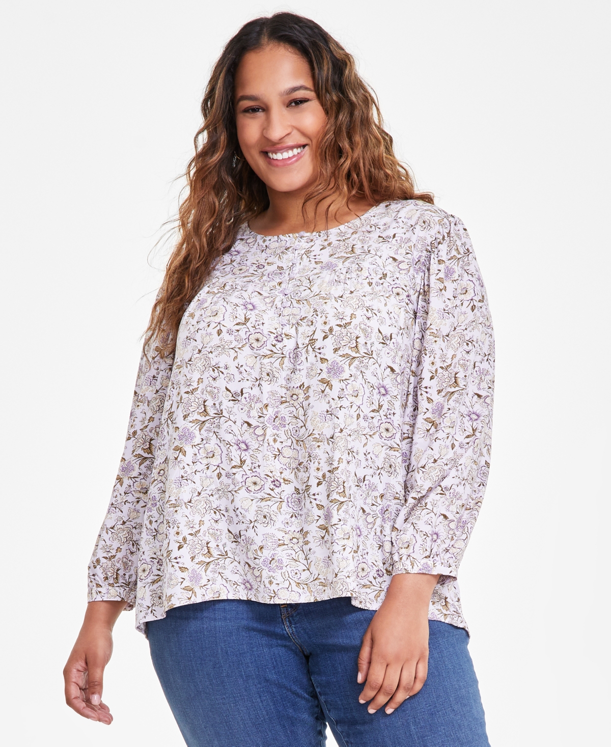 Plus Size Halsey Floral Print Blouse - Tapestry F