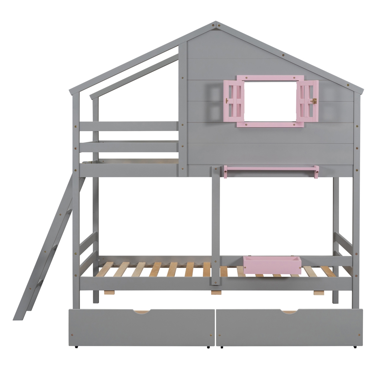 Streamdale Twin Bunk Bed with Drawers, Storage, and Playhouse