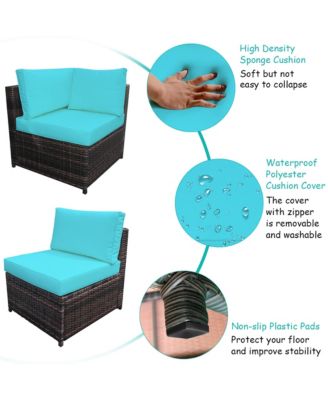 6PCS Rattan Furniture Set Conversation Cushioned Sofa Armrest Garden