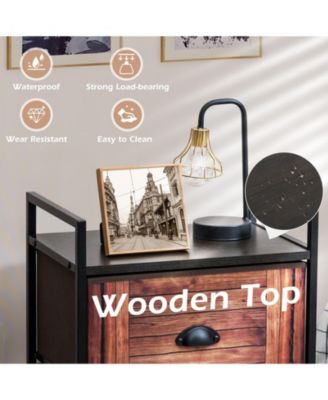 Industrial 3-Layers Fabric Dresser with Fabric Drawers and Steel Frame