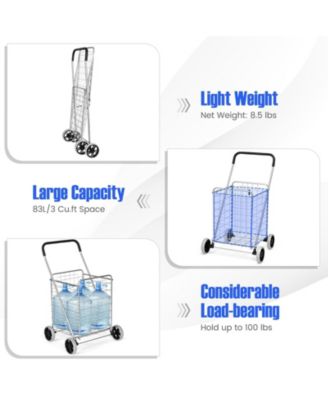 Portable Folding Shopping Cart Utility for Grocery Laundry