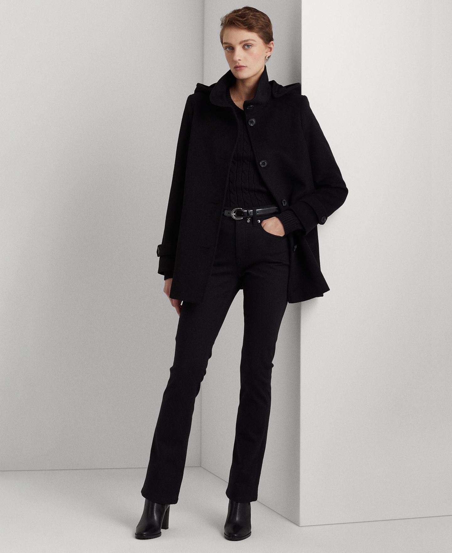 Женское пальто Lauren Ralph Lauren Icon Hooded A-Line, цвет: Чёрный, вариант 1 — фото 2