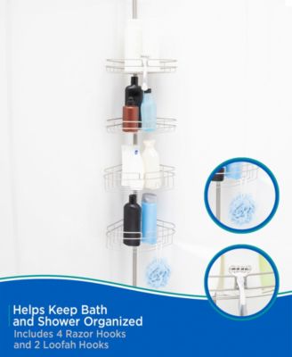 4-Tier Spring Tension Razor Holder Shower Corner Pole Caddy