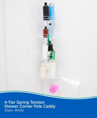 4-Tier Spring Tension Razor Holder Shower Corner Pole Caddy