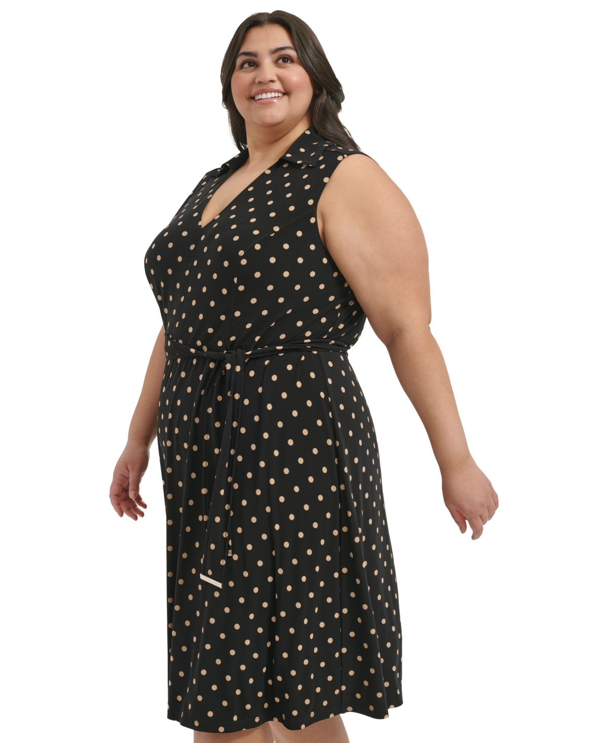 Tommy Hilfiger Plus Size Classic Dot Print Jersey Midi Dress -gins