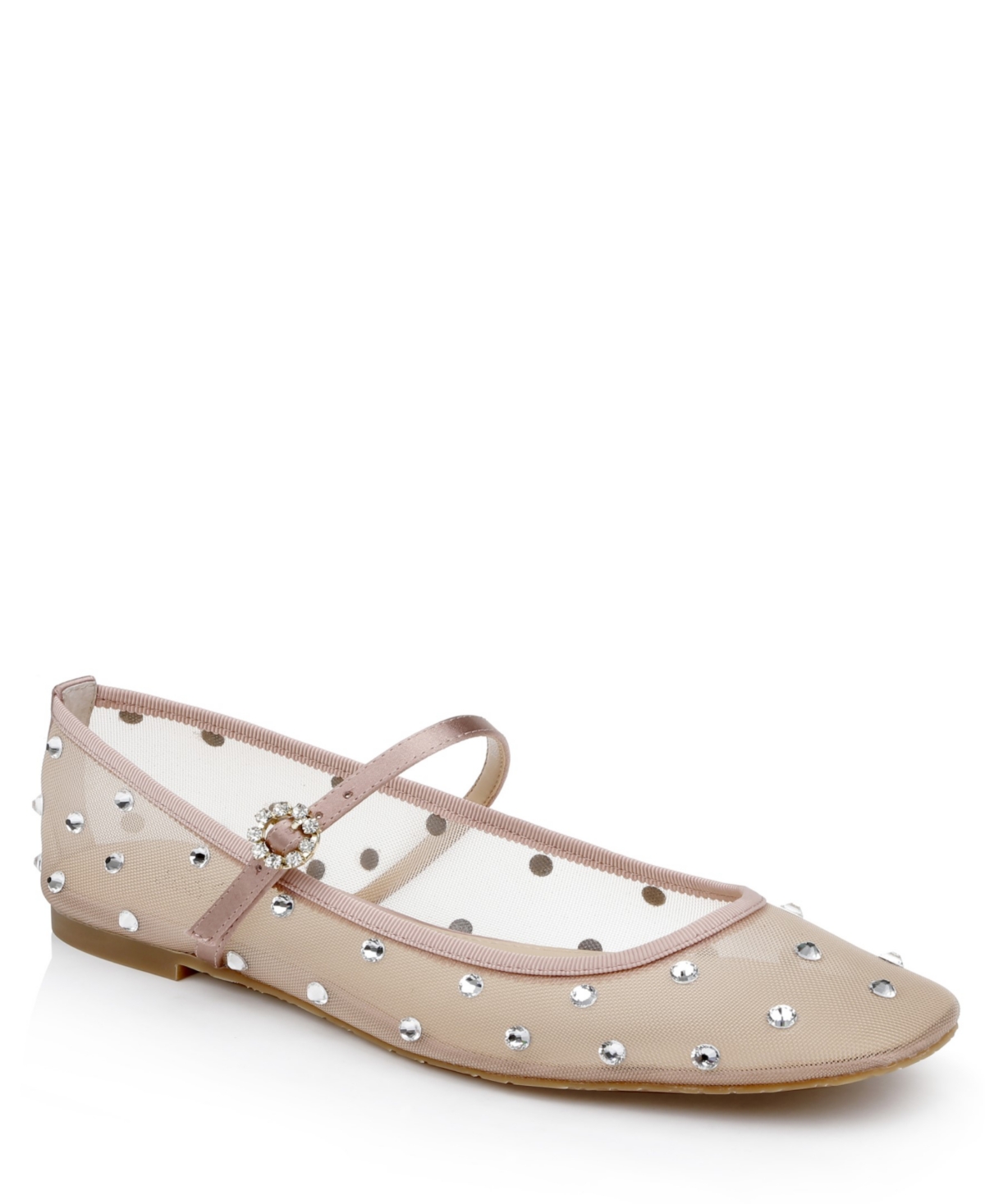 Jewel Badgley Mischka Kaya Mary Jane Flat In Blush Satin
