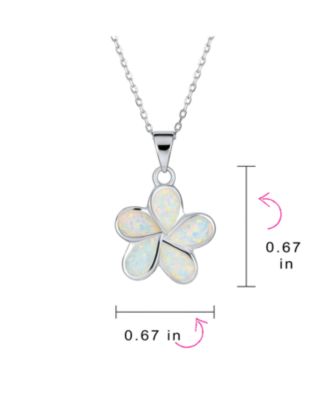 White Synthetic Opal Hawaiian Flower Plumeria Necklace Pendant Sterling Silver