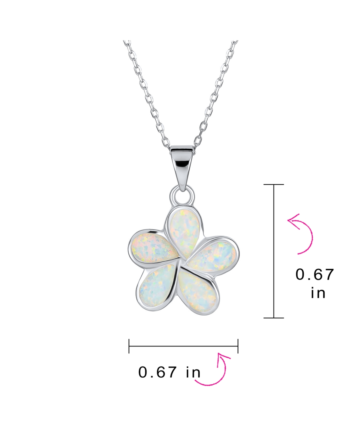 Bling JewelrySynthetic Opal Hawaiian Flower Plumeria Necklace Pendant For Women Sterling Silver - White