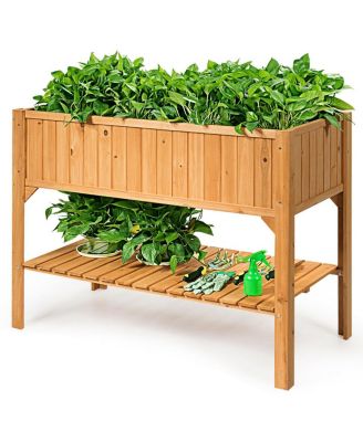 Wooden Elevated Planter Box Shelf Suitable for Garden Use