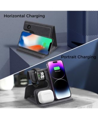 3-in-1 Leather 18W Wireless Charger - SmartPhone, Earbuds & SmartWatch