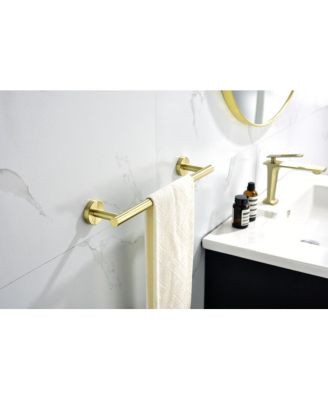 6-Pieces Brushed Gold Bathroom Hardware Set Sus304 Stainless Steel Round Wall Mounted Include