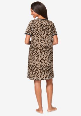 Women's Plus Size Short Henley Sleepshirt