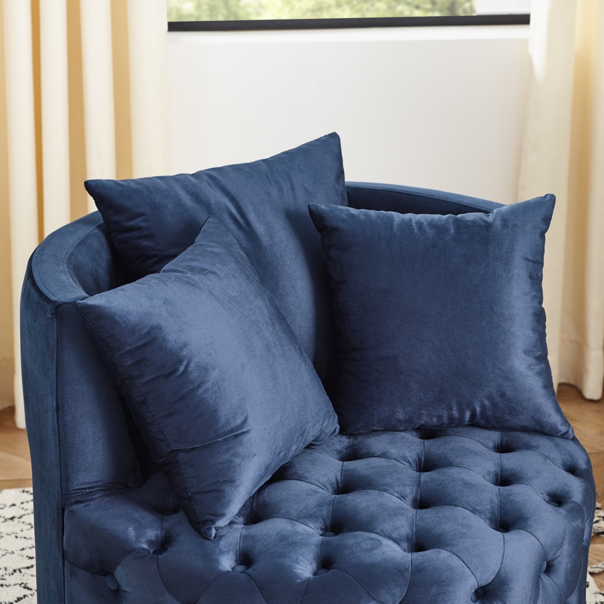 Streamdale Furniture Plush Velvet Swivel Accent Chair with Tufted Cushion and Caster Wheels