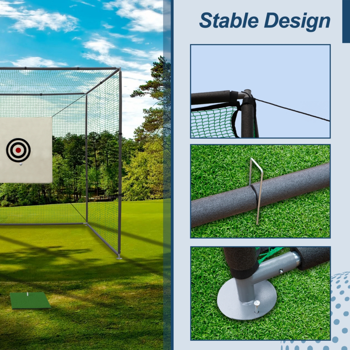 Streamdale Furniture 10X10X10FT Golf Practice Net Cage w/ Metal Frame Hitting Net Kit Indoor Outdoor