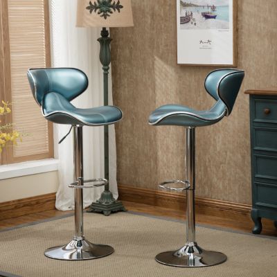 Streamdale Modern Faux Leather Air Lift Bar Stools (Set of 2