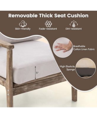 Modern Accent Chair with Solid Rubber Wood Armrests