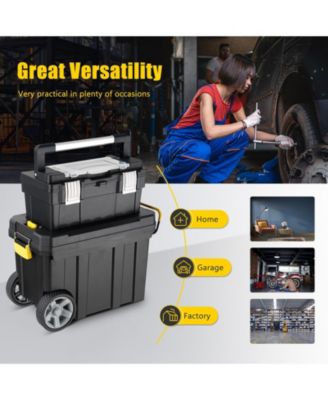 2-in-1 Rolling Tool Box Set Mobile Tool Chest Storage Organizer Portable